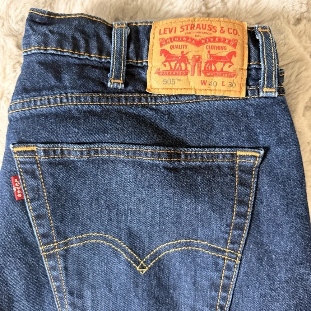 Levi's 505 Men's Jeans Dark Wash Regular Fit‎ Zip Fly 40x30
